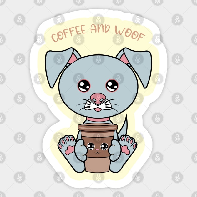 All I Need is Coffee and dogs, coffe and dogs Sticker by JS ARTE